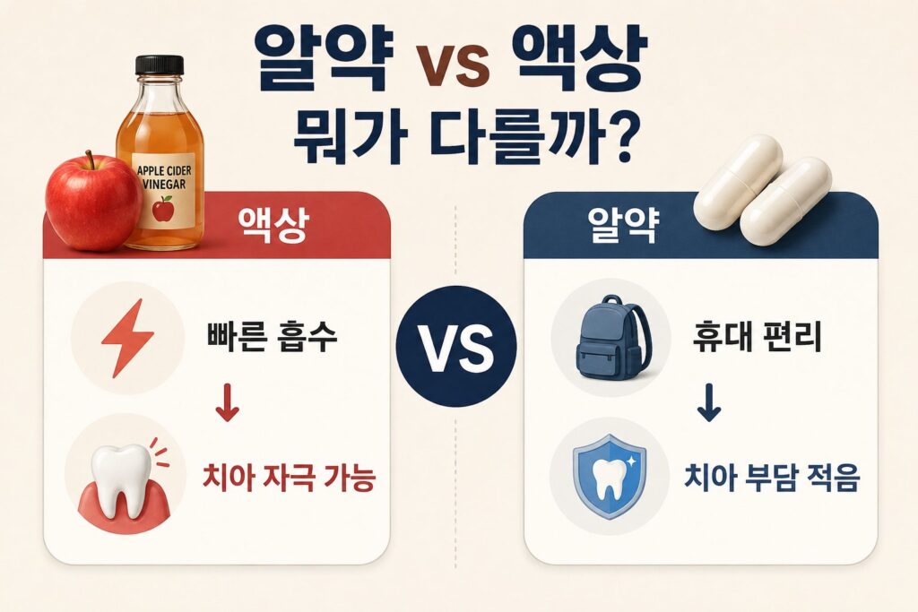 애플사이다비니거 알약과 액상 뭐가 다를까