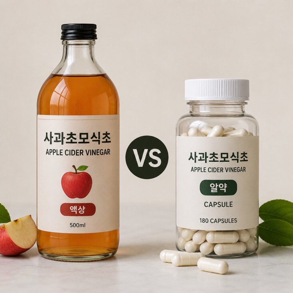 애플사이다비니거 액상과 알약