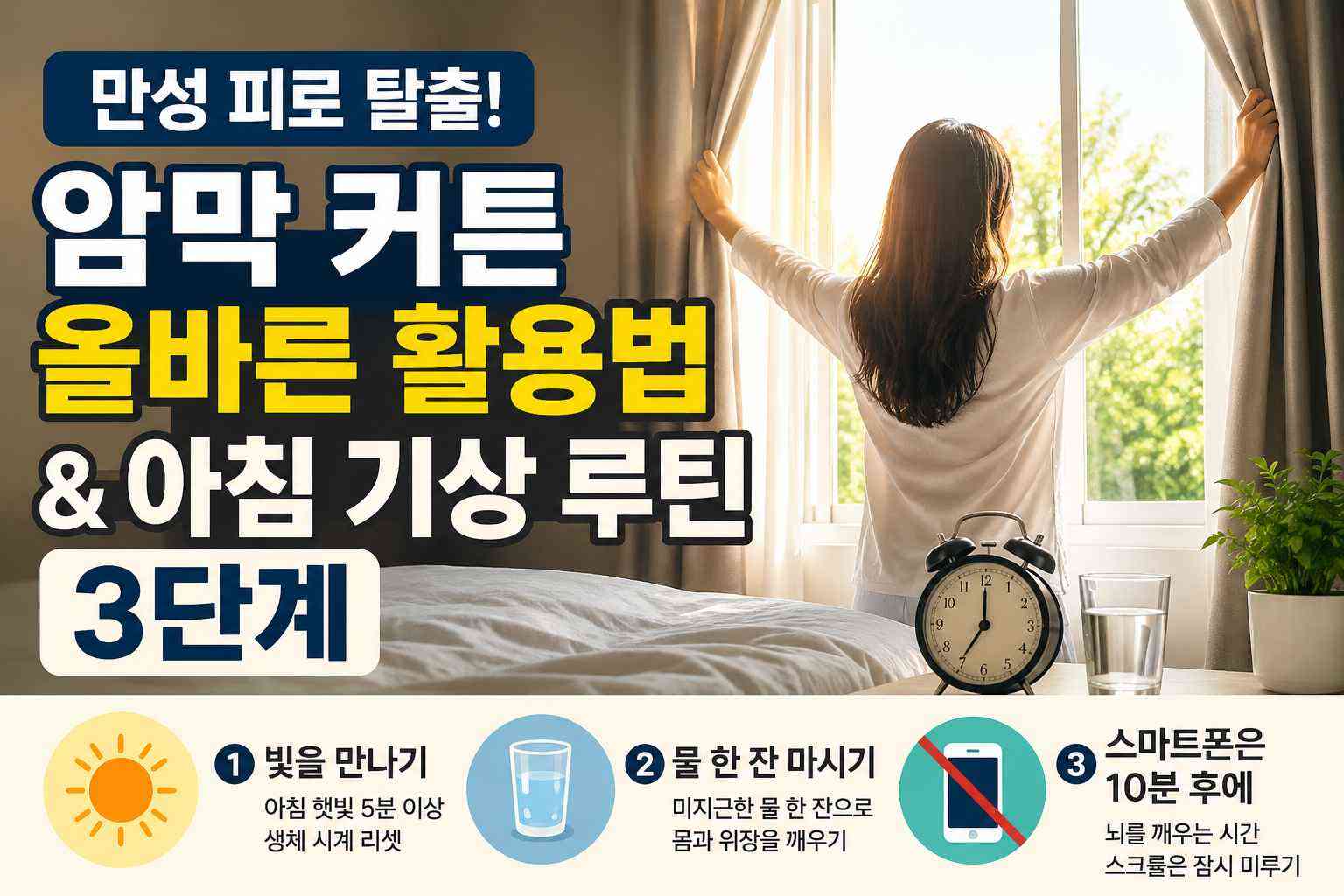 암막 커튼 올바른 활용법 아침 기상 루틴