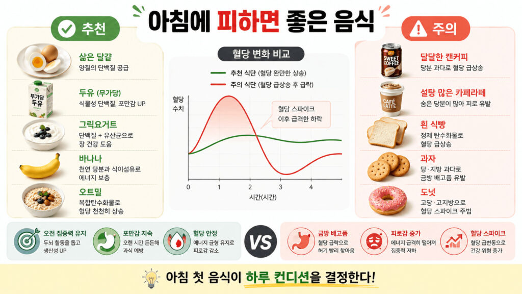 아침에 피하면 좋은 음식