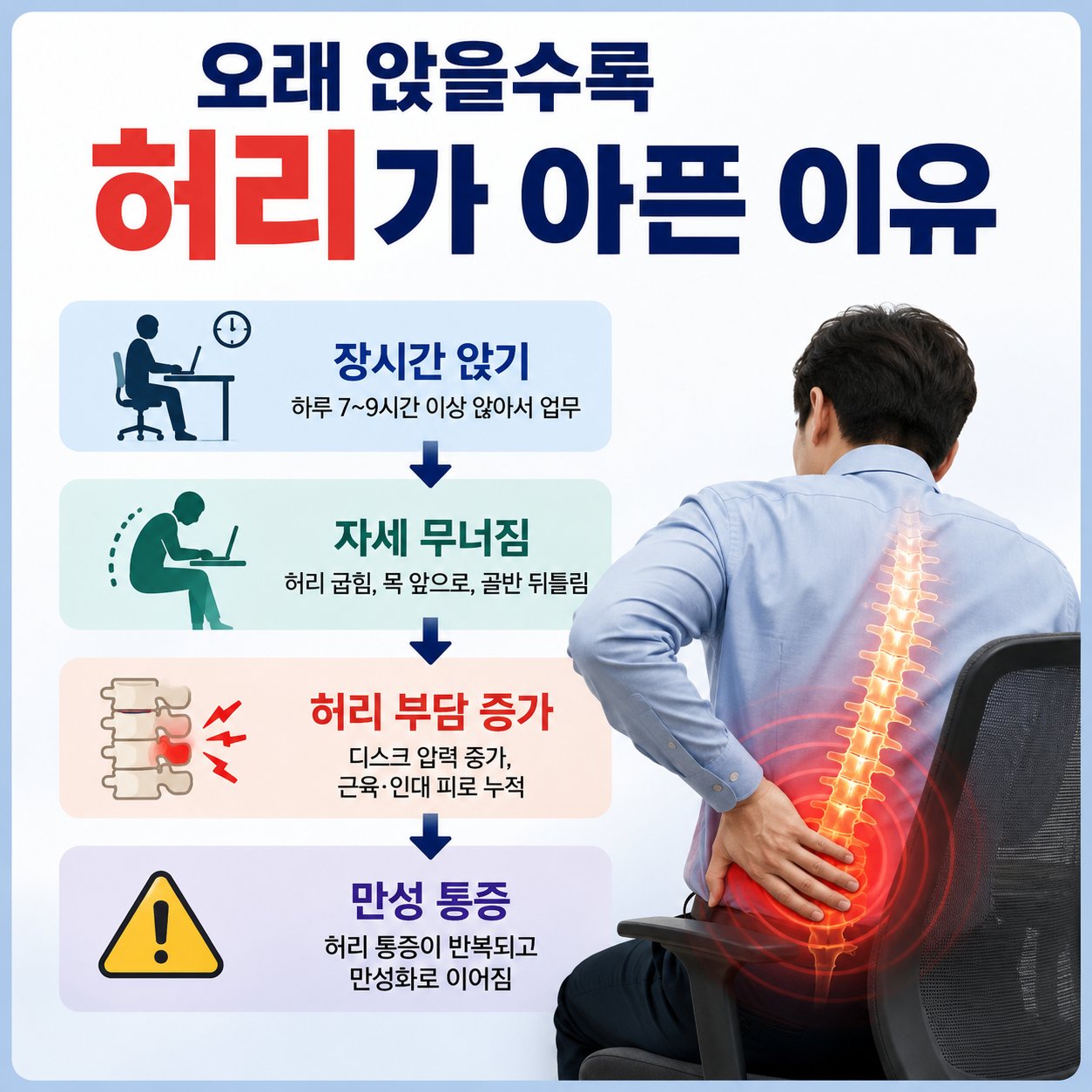 오래 앉을수록 허리가 아픈 이유