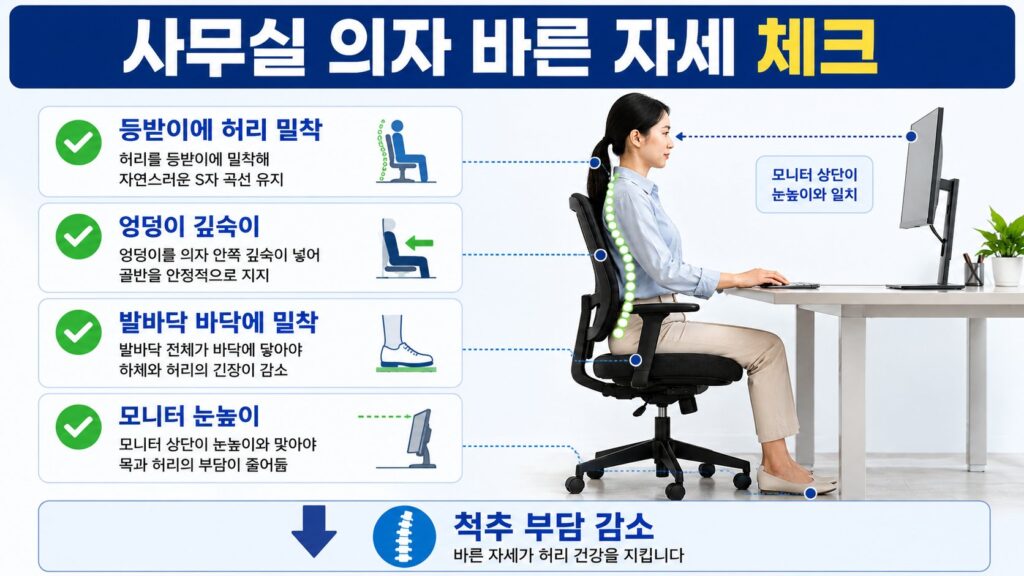 사무실 의자 바른 자세