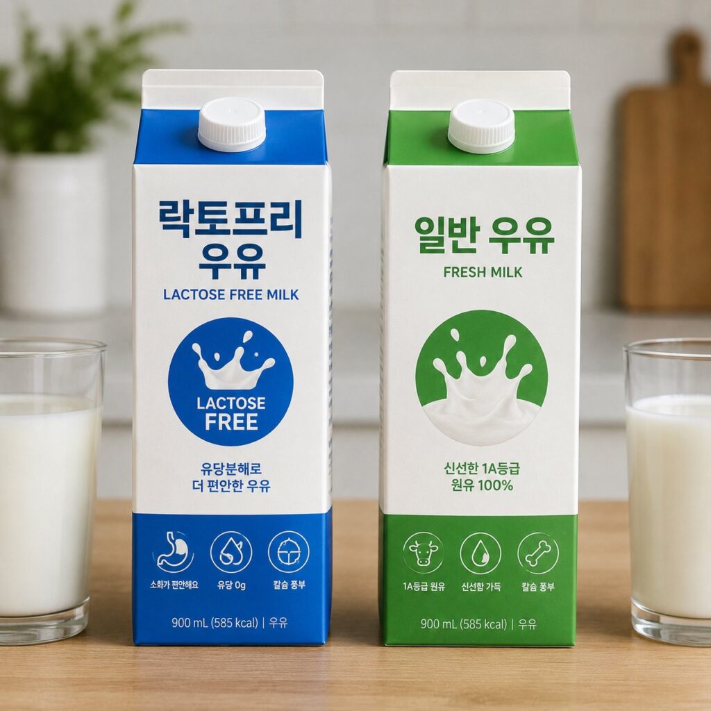 락토프리 우유와 일반 우유