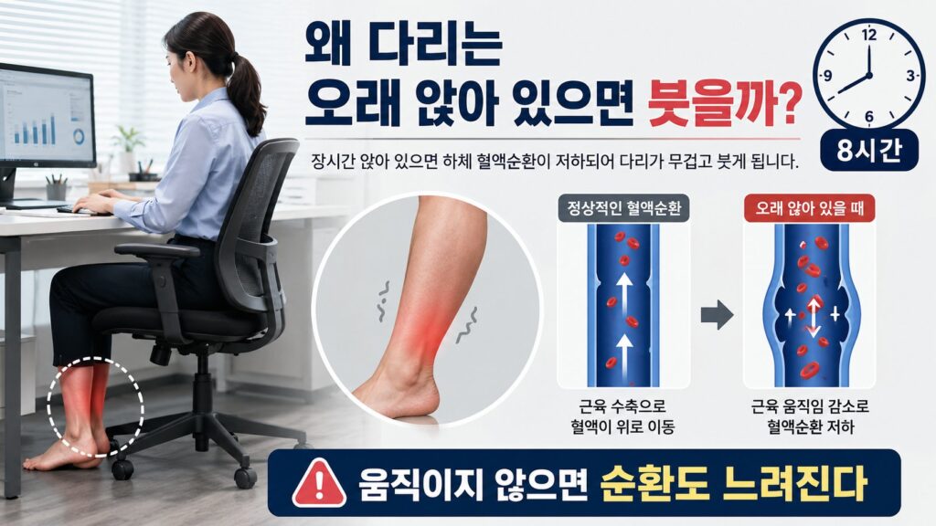 왜 다리는 오래 앉아 있으면 붓을까