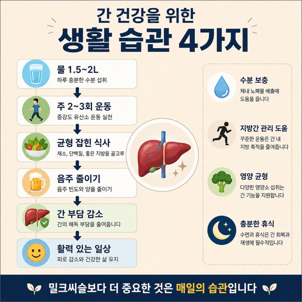 간 건강을 위한 생활 습관 4가지