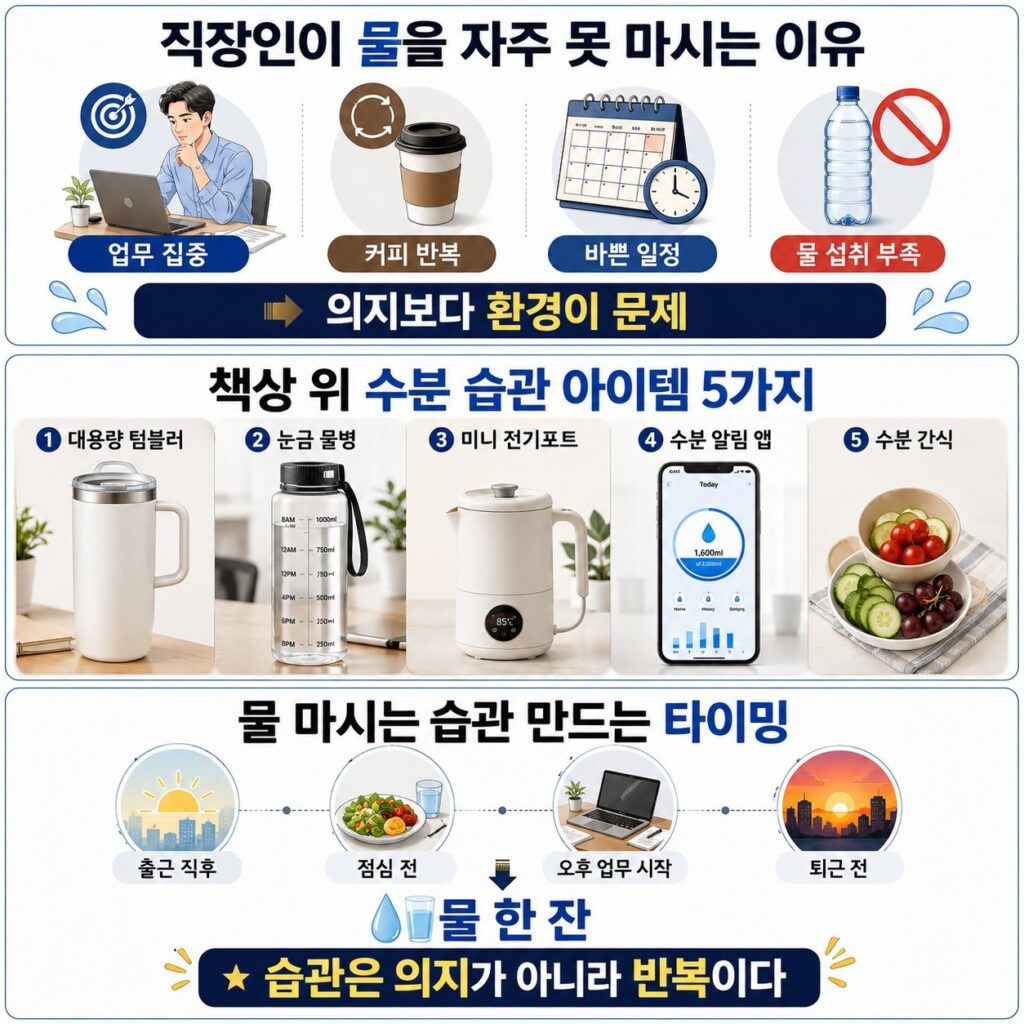 직장인이 물을 자주 못 마시는 이유. 수분 습관 아이템 5가지