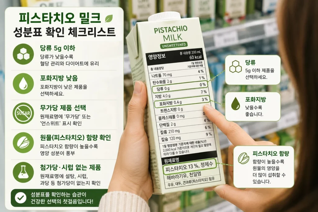 피스타치오밀크 성분 확인