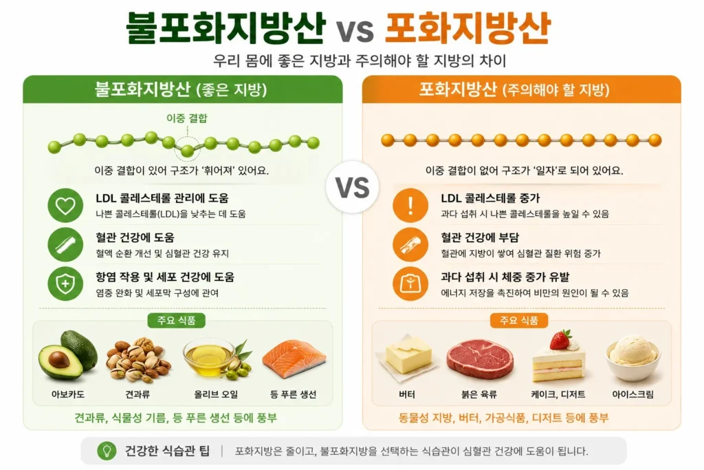 불포화지방산 vs 포화지방산