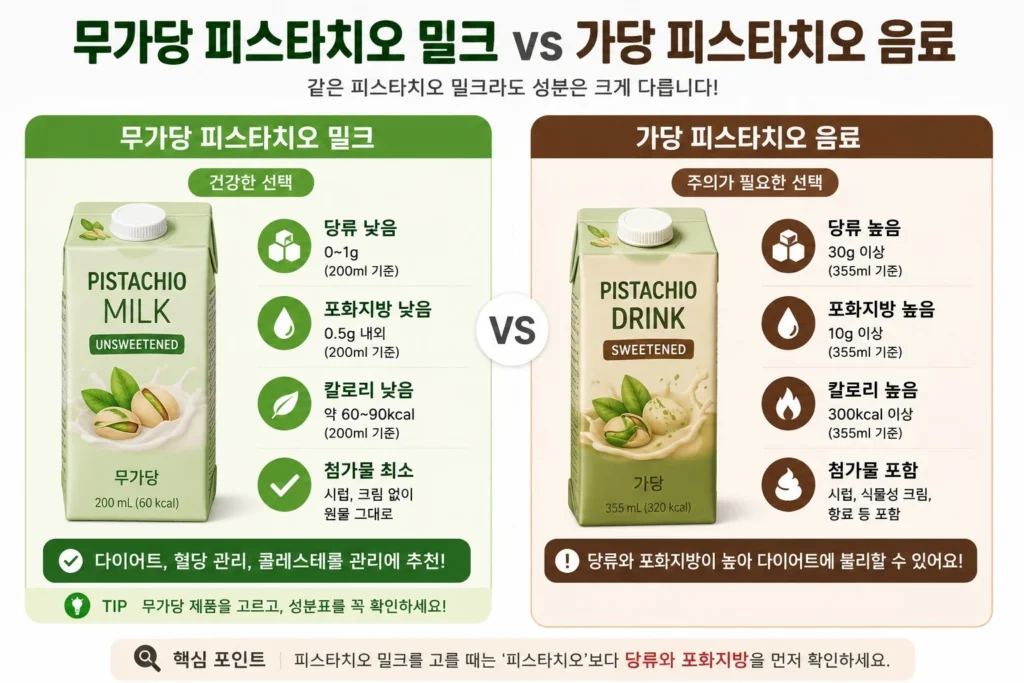 무가당 피스타치오 밀크 vs 가당 피스타치오 밀크
